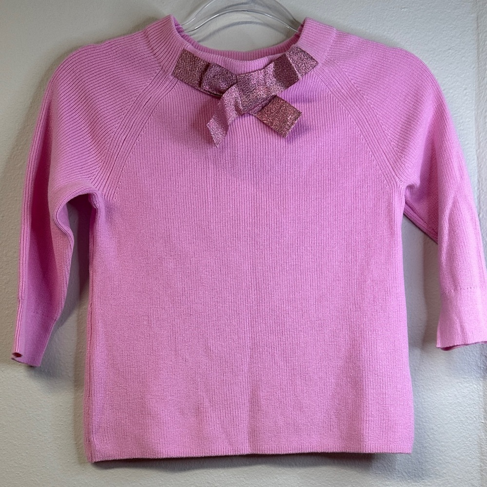 NWT J. Crew Crewcuts Pink Sweater with Glitter Bow Little Girls Size 8